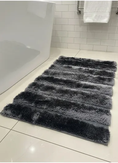 80×50 cm Bathroom Floor Mat, Soft Absorbent Rug with Non-Slip TPR Rubber Backing - Dark Grey