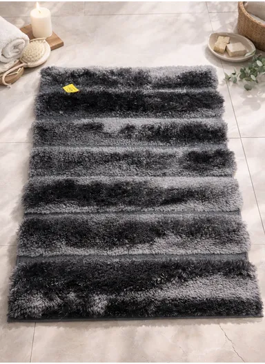 80×50 cm Bathroom Floor Mat, Soft Absorbent Rug with Non-Slip TPR Rubber Backing - Dark Grey
