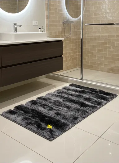 80×50 cm Bathroom Floor Mat, Soft Absorbent Rug with Non-Slip TPR Rubber Backing - Dark Grey