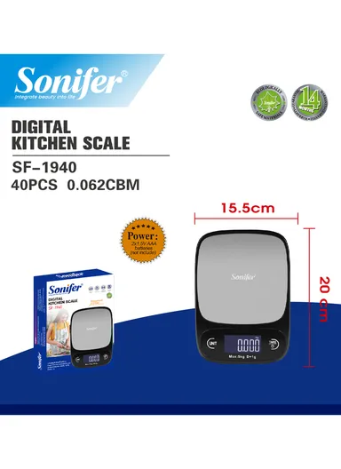 5KG/1g LCD Kitchen Digital Scale SF-1940 - White