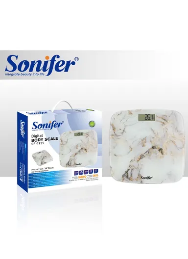 180KG Digital Body Scale: , High – Precision Sensor, 6mm Tempered Glass with Auto ON/OFF &amp; LCD Hidden Screen - SF – 1935