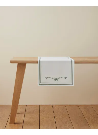 Ribbon Joy Polyester Runner 40x140 cm Green-White