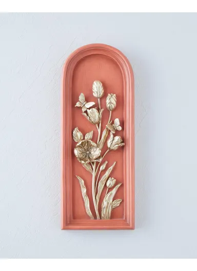 Flower Branch Wall Accessory 13.5x3x35 cm Orange