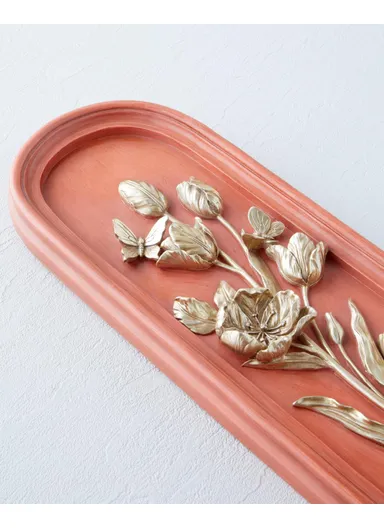 Flower Branch Wall Accessory 13.5x3x35 cm Orange