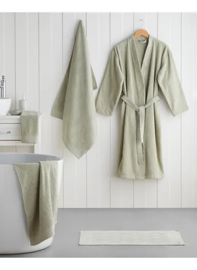 Chic Diamond Cotton Bathrobe S-M Light Green