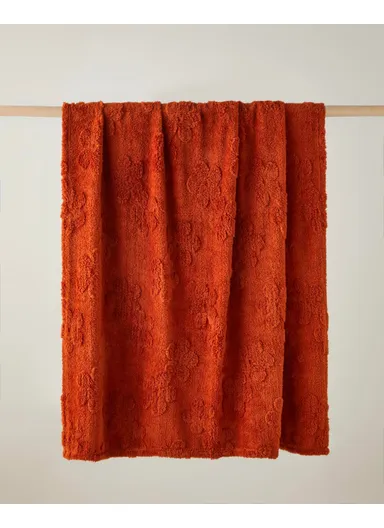 Flower Joy Sofa Throw 120x160 cm Mustard