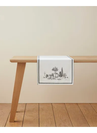 Arborelle Polyester Runner 40x140 cm Black - White