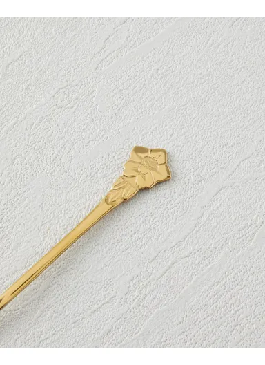 Flora Stainless Steel Cocktail Fork Set, 4 Pieces, Gold