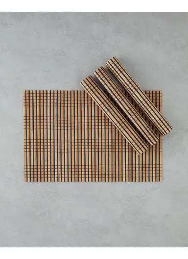 Breeze Bamboo Placemat Set of 4, 30x45 cm, Black-Cream