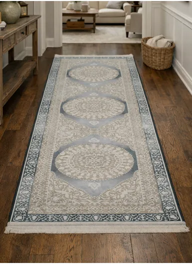80x220cm Luxury Bohemian Hallway Runner Rug, Vintage Medallion Non-Slip Transitional Floor Carpet