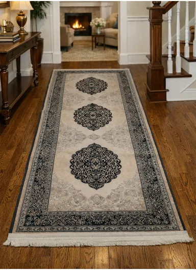 80x220cm Luxury Bohemian Hallway Runner Rug, Vintage Medallion Non-Slip Transitional Floor Carpet