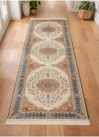 80x220cm Luxury Bohemian Hallway Runner Rug, Vintage Medallion Non-Slip Transitional Floor Carpet