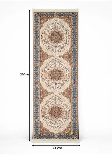 80x220cm Luxury Bohemian Hallway Runner Rug, Vintage Medallion Non-Slip Transitional Floor Carpet