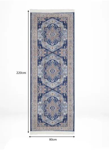 80x220cm Luxury Bohemian Hallway Runner Rug, Vintage Medallion Non-Slip Transitional Floor Carpet