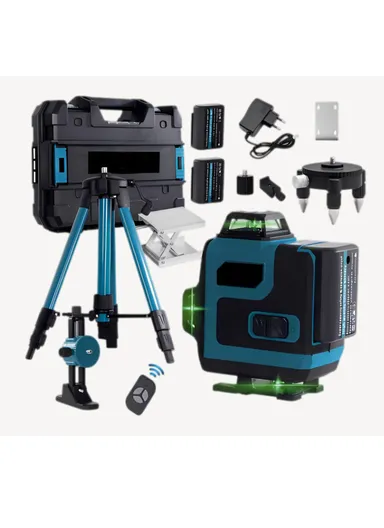 16-Line 360° Green Laser Level, Self-Leveling, IP54, Complete Kit