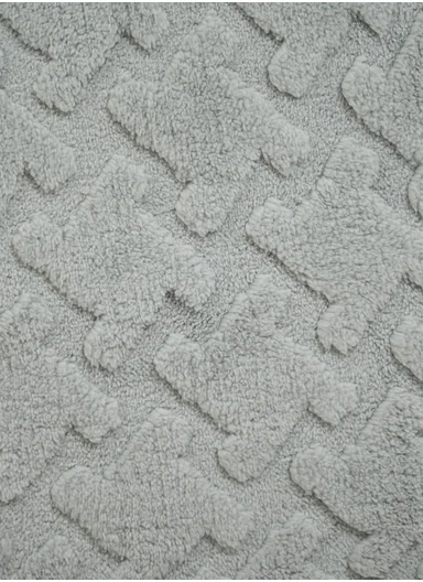 3-Pieces Embossed Geometric Wave Design Bathroom Mat Set – Grey