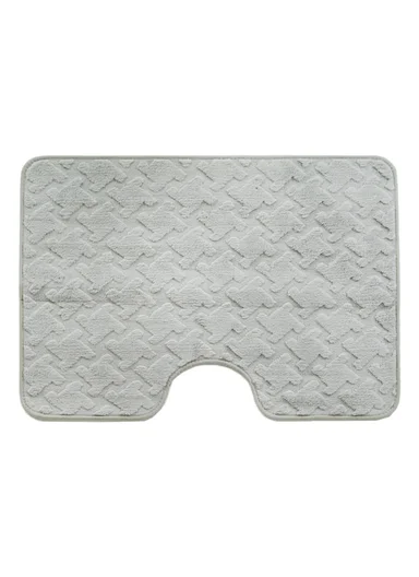 3-Pieces Embossed Geometric Wave Design Bathroom Mat Set – Grey