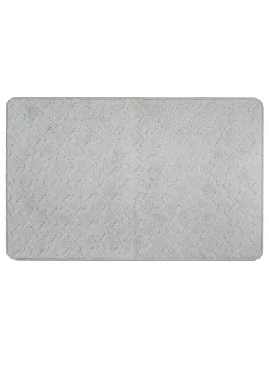 3-Pieces Embossed Geometric Wave Design Bathroom Mat Set – Grey