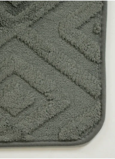 3-Pieces Embossed Diamonds Design Bathroom Mat Set – Dark Grey