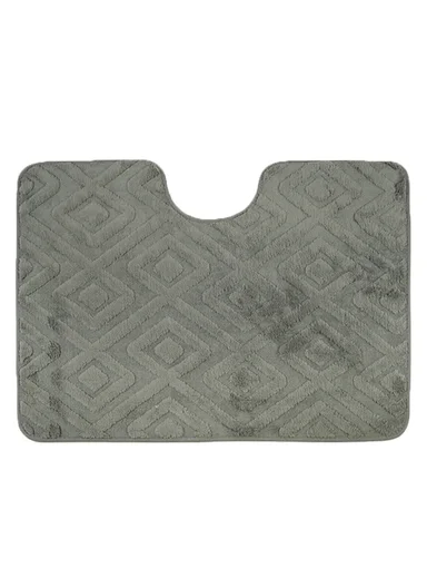 3-Pieces Embossed Diamonds Design Bathroom Mat Set – Dark Grey