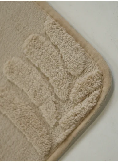 3-Pieces Embossed Leaf Design Bathroom Mat Set – Beige