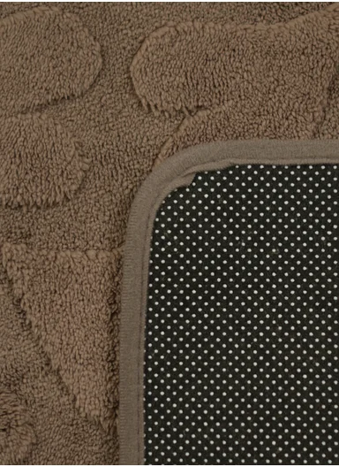 3-Pieces Embossed Hearts Design Bathroom Mat Set – Brown