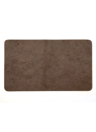 3-Pieces Embossed Hearts Design Bathroom Mat Set – Brown