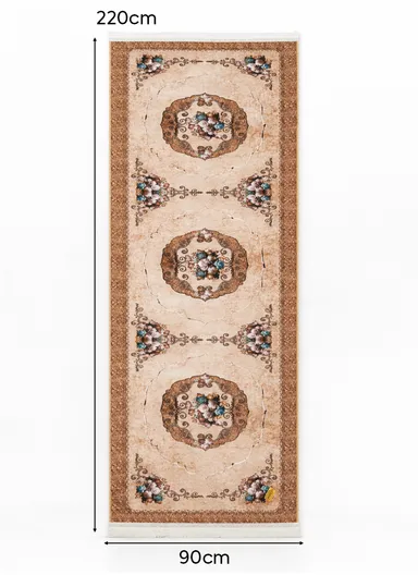 90x220cm Classic Medallion Carpet with Elegant Fringe Design