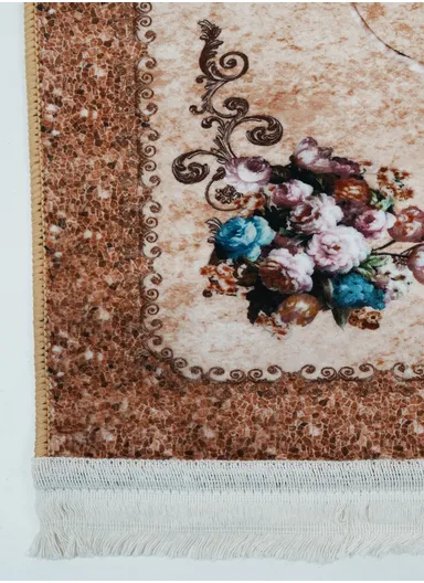 90x220cm Classic Medallion Carpet with Elegant Fringe Design