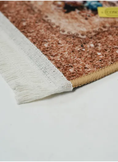 90x220cm Classic Medallion Carpet with Elegant Fringe Design