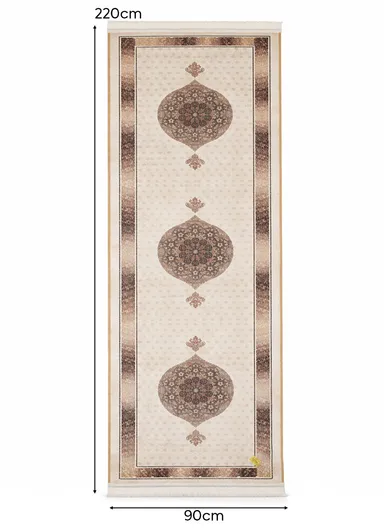 90x220cm Classic Medallion Carpet with Elegant Fringe Design