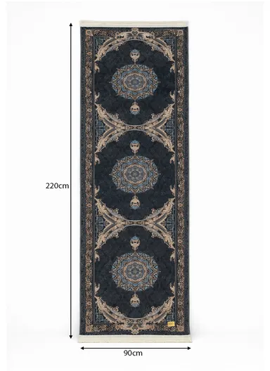 90x220cm Classic Medallion Carpet with Elegant Fringe Design