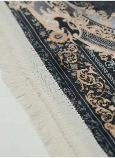 90x220cm Classic Medallion Carpet with Elegant Fringe Design