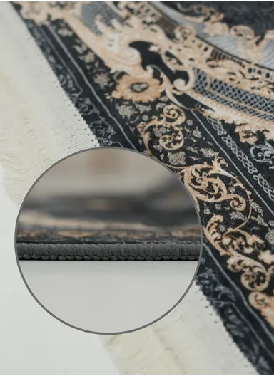 90x220cm Classic Medallion Carpet with Elegant Fringe Design