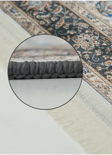 90x220cm Classic Medallion Carpet with Elegant Fringe Design