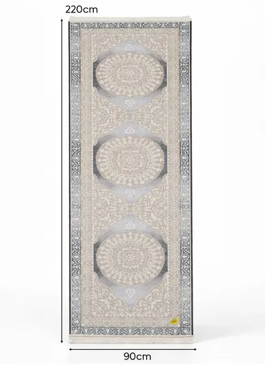 90x220cm Classic Medallion Carpet with Elegant Fringe Design