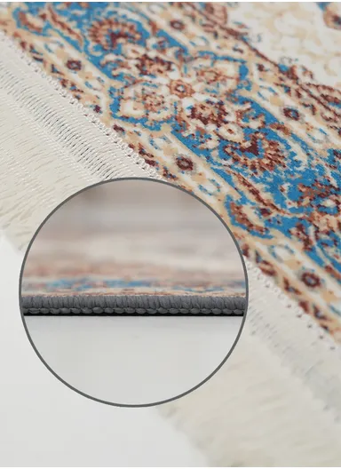 90x220cm Classic Medallion Carpet with Elegant Fringe Design