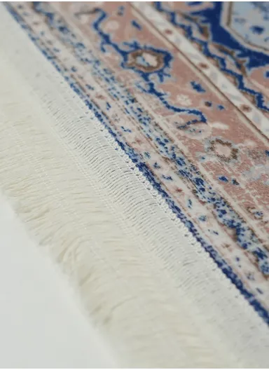 90x220cm Classic Medallion Carpet with Elegant Fringe Design