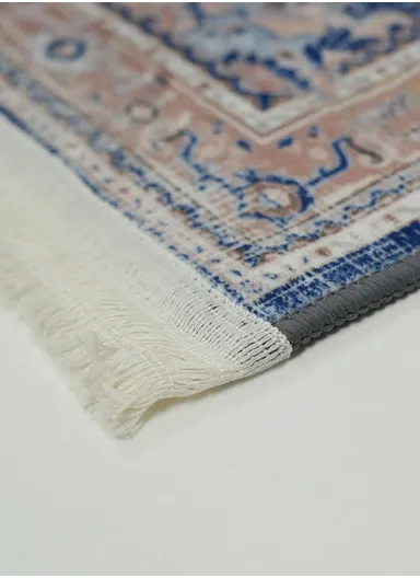 90x220cm Classic Medallion Carpet with Elegant Fringe Design
