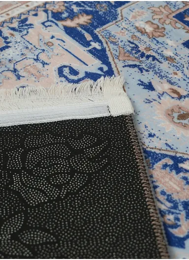 90x220cm Classic Medallion Carpet with Elegant Fringe Design
