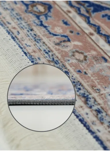 90x220cm Classic Medallion Carpet with Elegant Fringe Design