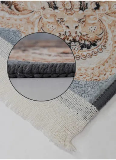 90x220cm Classic Medallion Carpet with Elegant Fringe Design