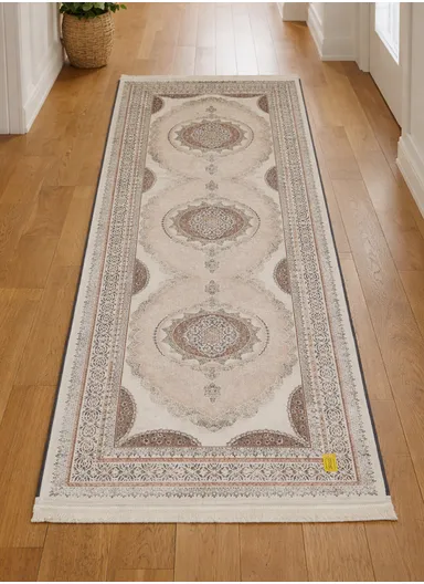 90x220cm Classic Medallion Carpet with Elegant Fringe Design