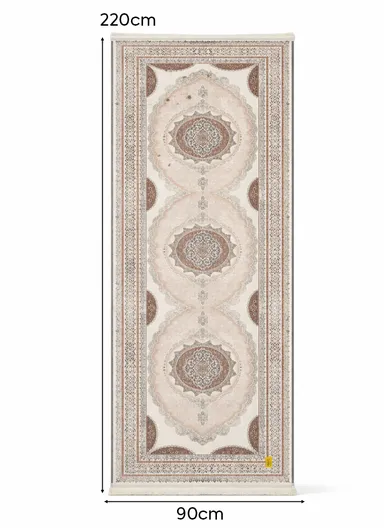 90x220cm Classic Medallion Carpet with Elegant Fringe Design
