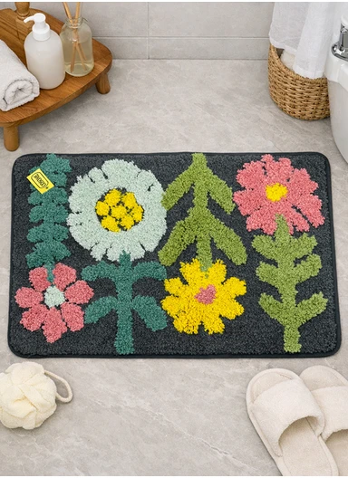 40×60cm Non-Slip Absorbent Bath Rug, Soft Plush Bathroom Floor Mat