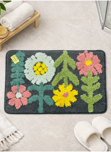 40×60cm Non-Slip Absorbent Bath Rug, Soft Plush Bathroom Floor Mat