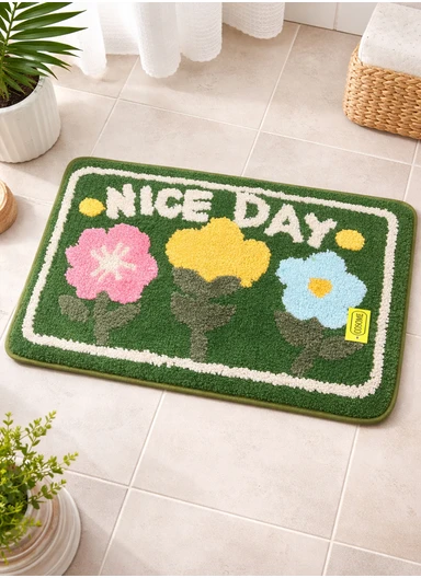 40×60cm Non-Slip Absorbent Bath Rug, Soft Plush Bathroom Floor Mat