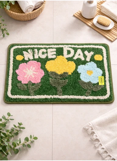 40×60cm Non-Slip Absorbent Bath Rug, Soft Plush Bathroom Floor Mat