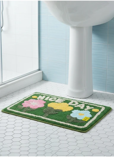 40×60cm Non-Slip Absorbent Bath Rug, Soft Plush Bathroom Floor Mat