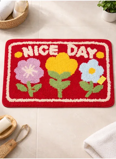 40×60cm Non-Slip Absorbent Bath Rug, Soft Plush Bathroom Floor Mat